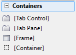 Controls for organizing content can be found in the "Container" toolbox.
